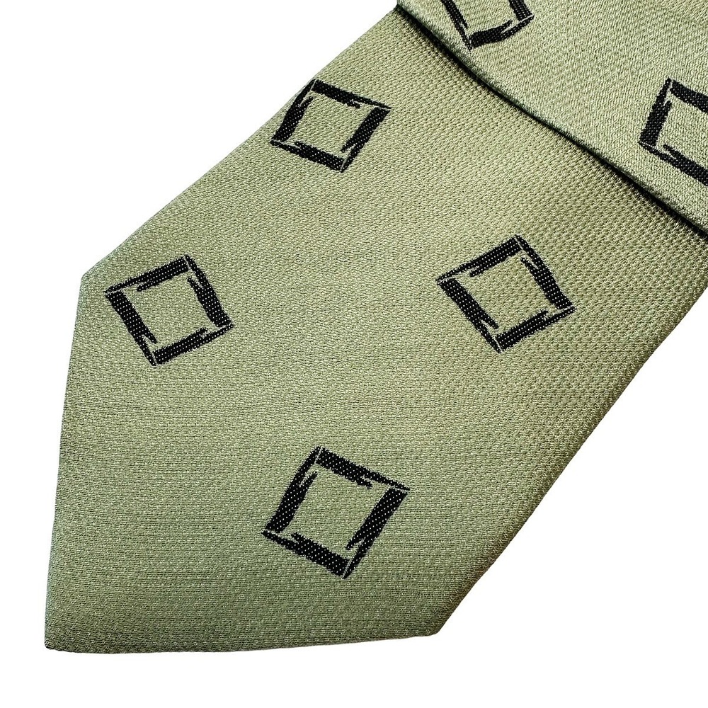 GIORGIO ARMANI Cravatte Vintage Men's Neck Tie • 100% Silk • olive‎ green, black
